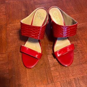 Calvin Klein Red Stiletto Mule Style Sandal